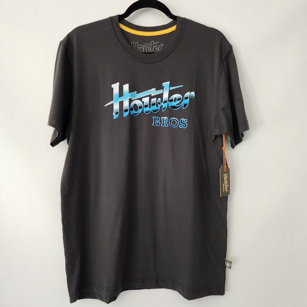 NEW Howler Bros Mens Select T-Shirt Charcoal Grey Chrome Logo Graphic Tee Size M